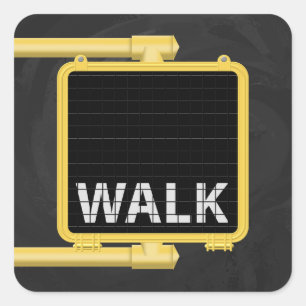 New York Crosswalk Sign Walk Square Sticker