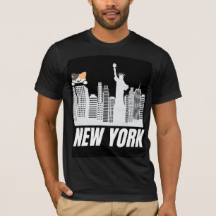 New york & cute cat design t-shirt