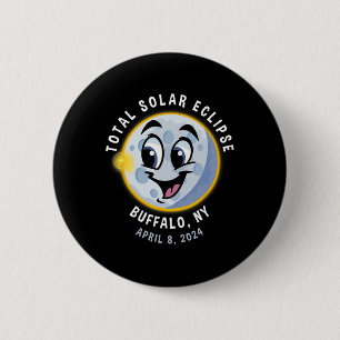 New York Cute Solar Eclipse April 8 2024 Moon Kids 6 Cm Round Badge