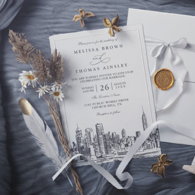 New York Destination Elegant Modern Chic Wedding Invitation (Creator Uploaded)
