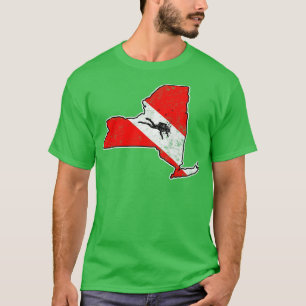 New York Dive Flag Scuba Diving State Map Dive Fla T-Shirt