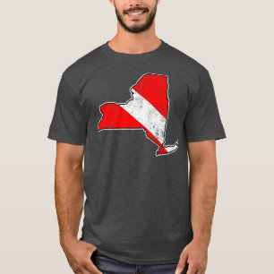 New York Dive Flag Scuba Diving State Map Dive Fla T-Shirt
