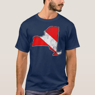 New York Dive Flag Scuba Diving State Map Dive Fla T-Shirt