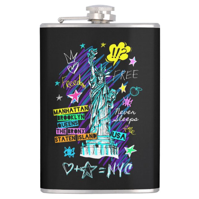 New York Doodle Hip Flask (Front)