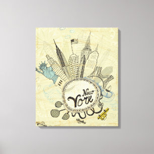 New York Doodle Poster Canvas Print