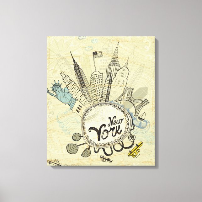 New York Doodle Poster Canvas Print (Front)