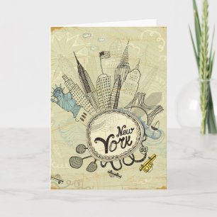 New York Doodle Poster Card