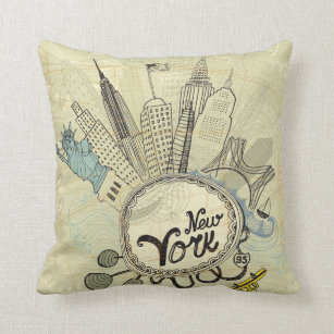 New York Doodle Poster Cushion