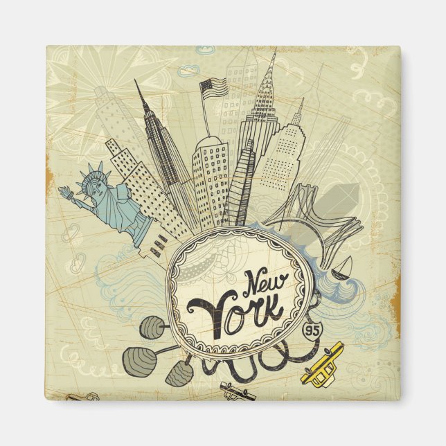 New York Doodle Poster Magnet (Front)