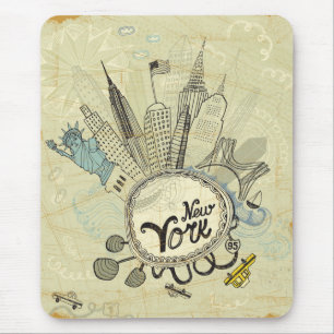 New York Doodle Poster Mouse Mat