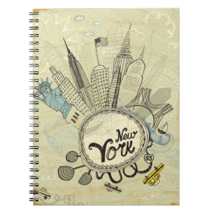 New York Doodle Poster Notebook