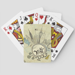 New York Doodle Poster Playing Cards