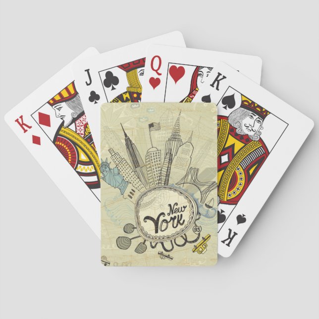 New York Doodle Poster Playing Cards (Back)