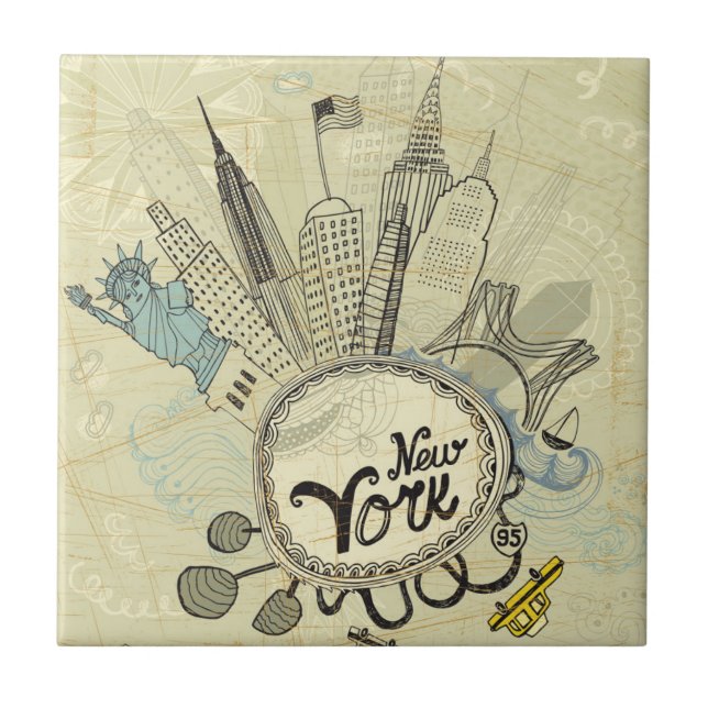 New York Doodle Poster Tile (Front)