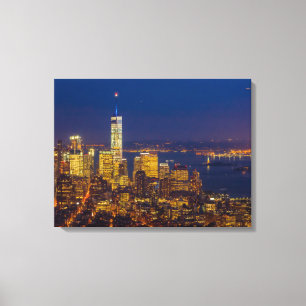 New York Downtown Skyline After Dark Canvas Print