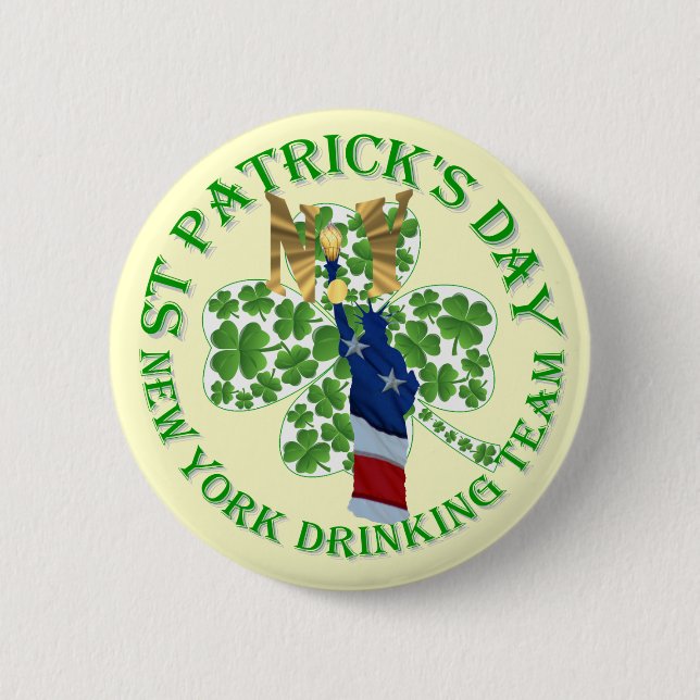 New York drinking team St Patrick's day 6 Cm Round Badge (Front)