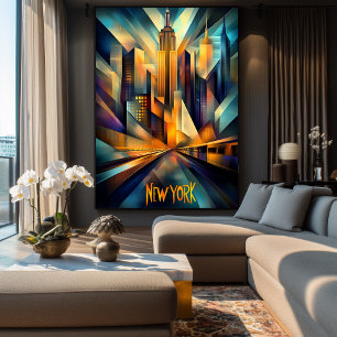 New York Dynamic Cubism – Modern Geometric Skyline Poster
