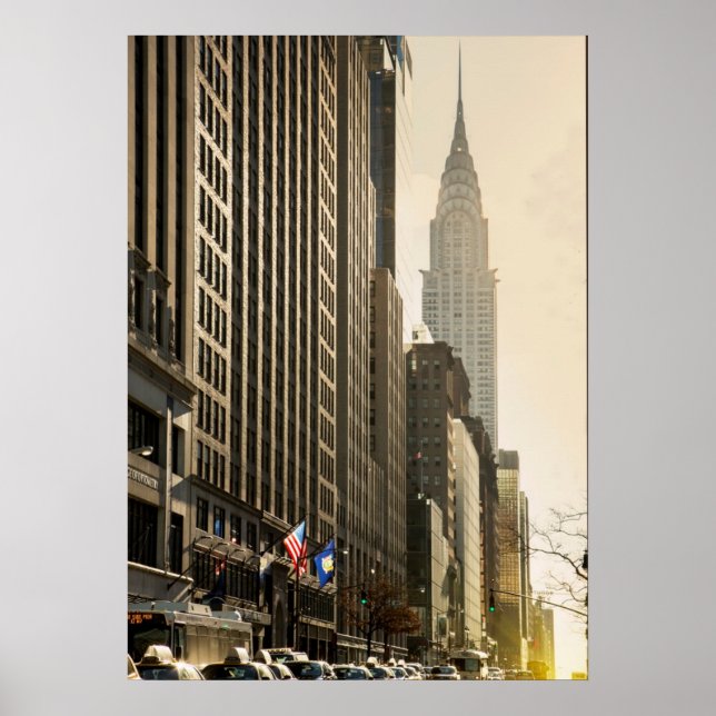 New York, E 42 St and Chrysler Building Poster (Front)
