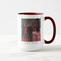 New York Elevations by Night - Red