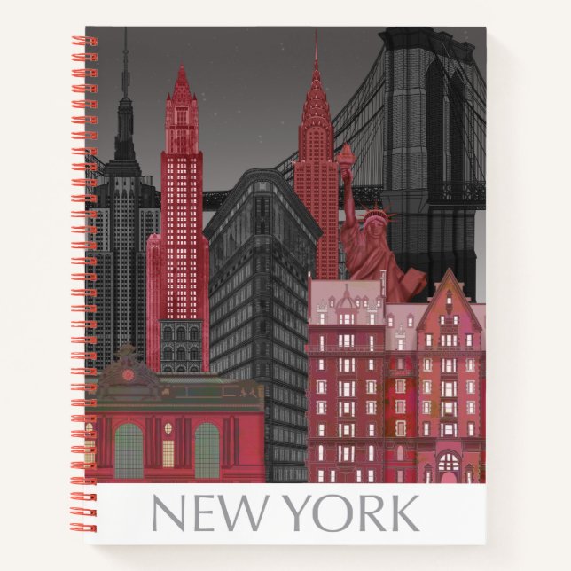 New York Elevations by Night - Red Notebook (Front)