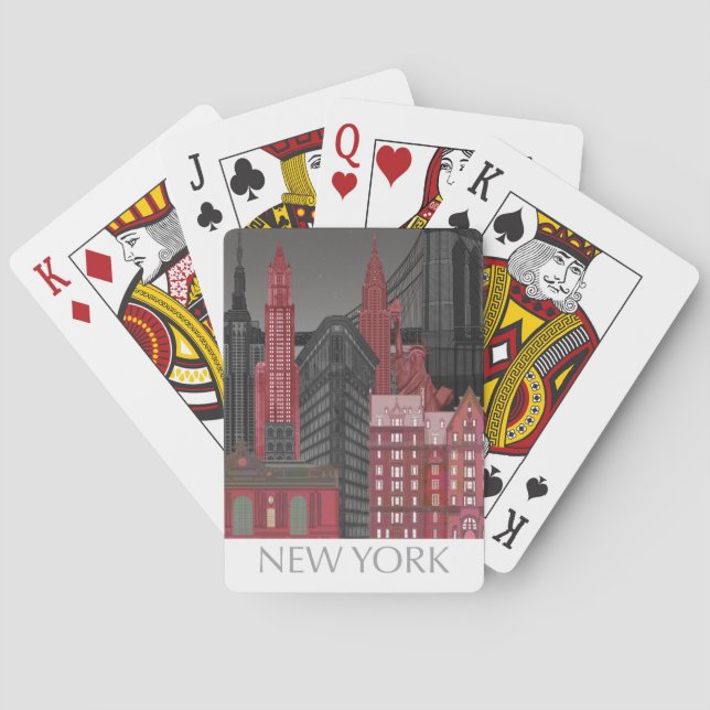 New York Elevations by Night - Red Playing Cards (Back)