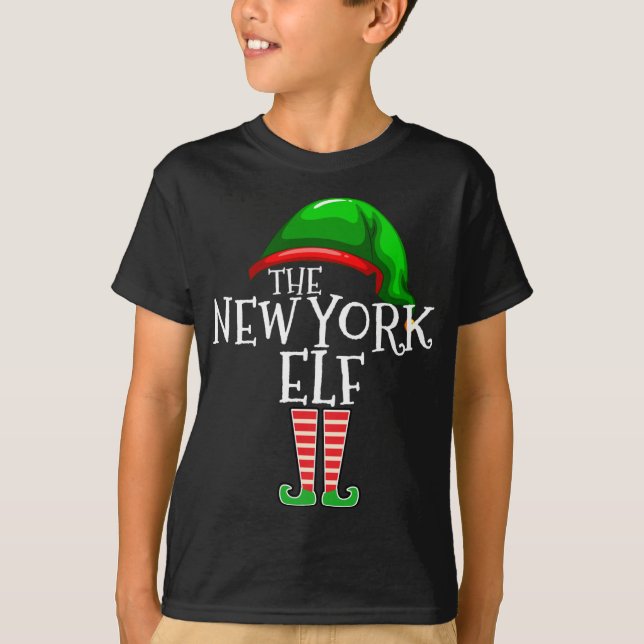 New York Elf Matching Family Christmas Gift City F T-Shirt (Front)