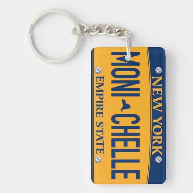 New York Empire State License Plate Art Custom Key Key Ring (Front)