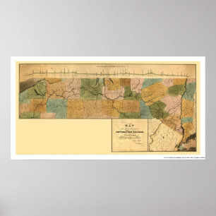New York & Erie Railroad Map 1834 Poster