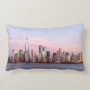 New York Evening Skyline Lumbar Cushion