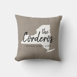 New York Family Monogram State Throw Pillow