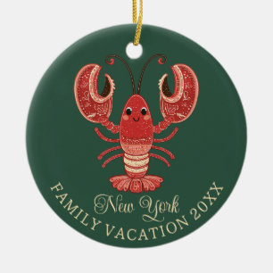 New York Family Vacation Keepsake Lobster Ceramic Tree Decoration