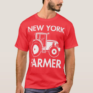 New York Farmer Vintage Men Tractor Farm Local Fo T-Shirt