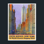 New York Fifth Avenue Shopping Street Vintage Postcard<br><div class="desc">New York Fifth Avenue Shopping Street Vintage Travel Postcard</div>