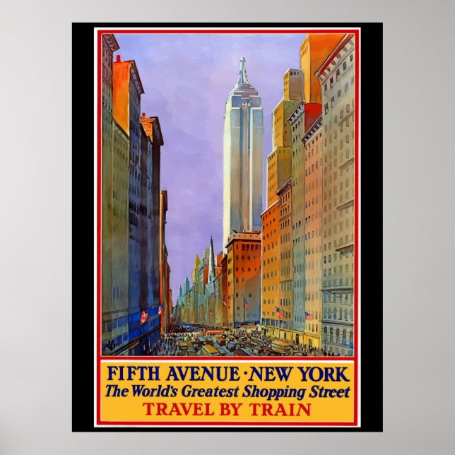 New York, Fifth Avenue, Vintage Poster, Poster (Front)