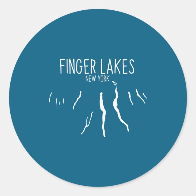 New York Finger Lakes Map Design _1  Classic Round Sticker (Front)