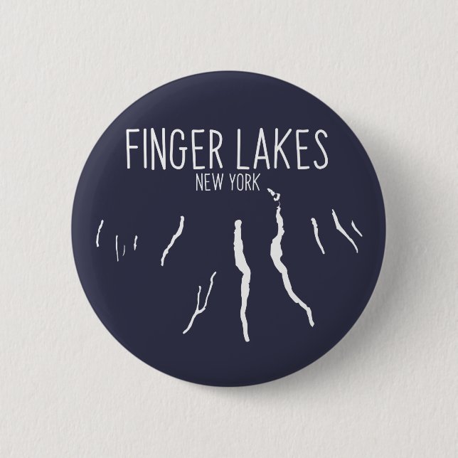 New York FInger Lakes Map Design 6 Cm Round Badge (Front)