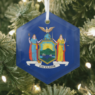 New York Flag Metal Ornament