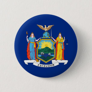 New York Flag, The Empire State, American Colonies 6 Cm Round Badge