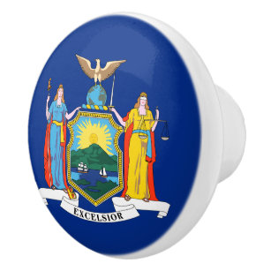 New York Flag, The Empire State, American Colonies Ceramic Knob