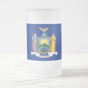 New York Flag, The Empire State, American Colonies Frosted Glass Beer Mug