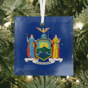 New York Flag, The Empire State, American Colonies Glass Tree Decoration
