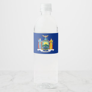 New York Flag, The Empire State, American Colonies Water Bottle Label
