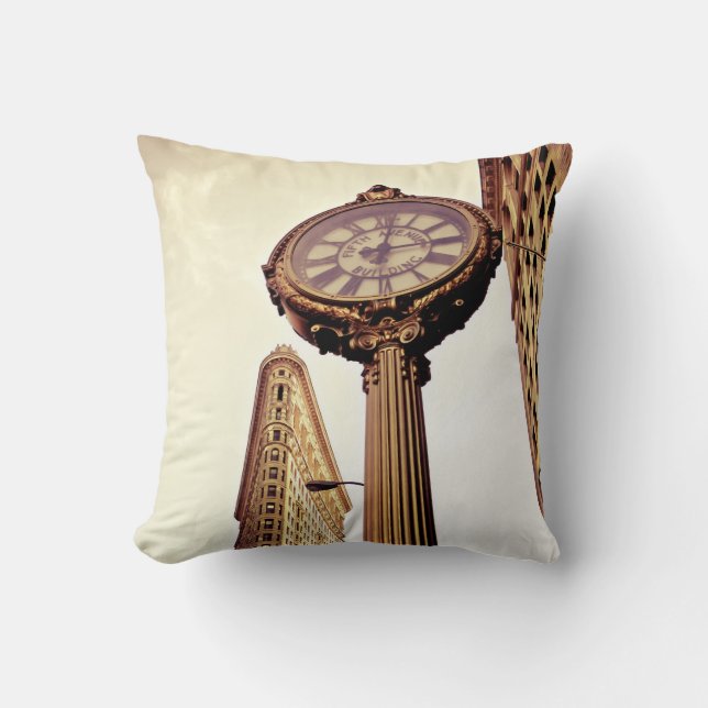 New York - Flatiron Building and Clock Cushion (Front)