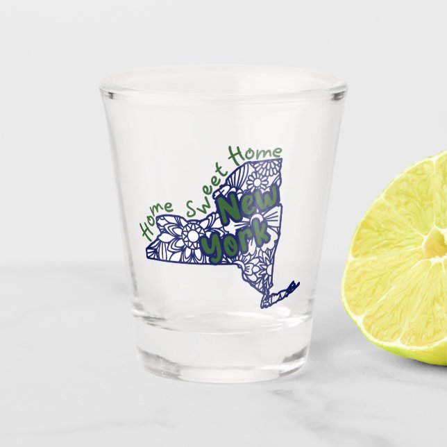 New York Floral Doodles   Shot Glass (Front)