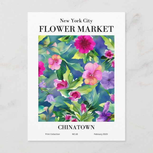 New York Flower Market, Chinatown Postcard (Front)