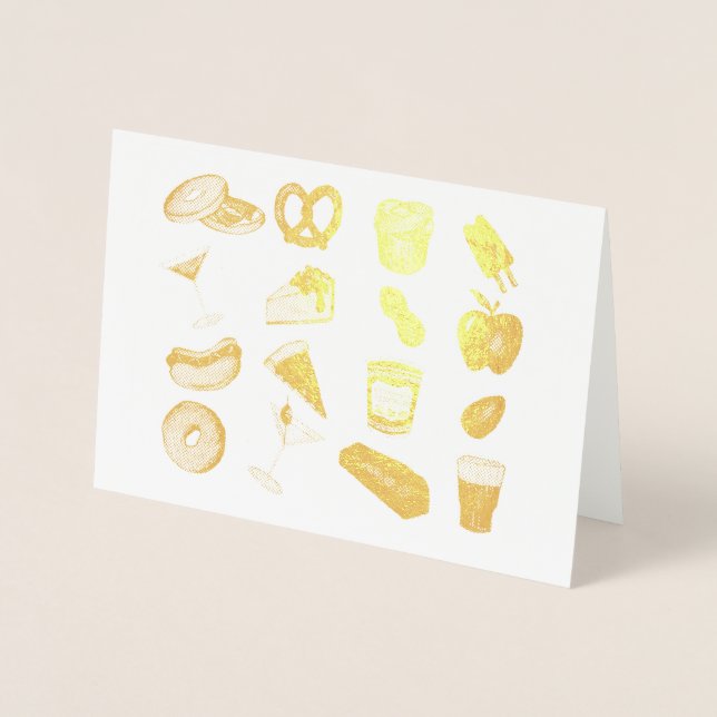 New York Foodie Classic NYC Foods Pizza Bagel Foil Card (Front)