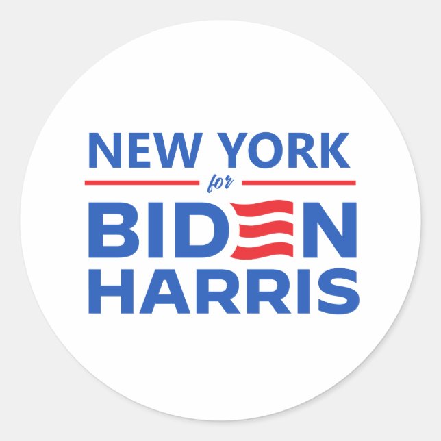 New York for Biden Harris Classic Round Sticker (Front)