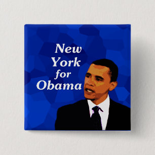 New York For Obama 15 Cm Square Badge