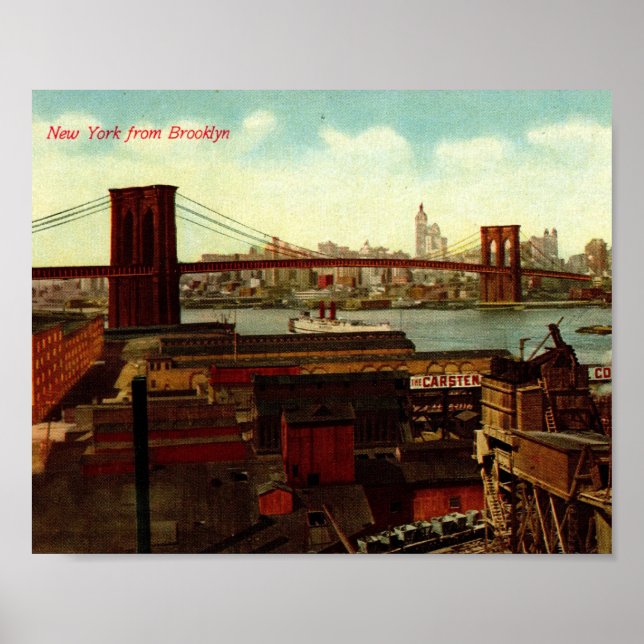 New York from Brooklyn, Vintage Poster (Front)