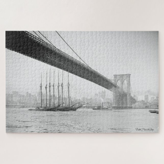 New York From Under The Brooklyn Bridge Jigsaw Puzzle (Horizontal)